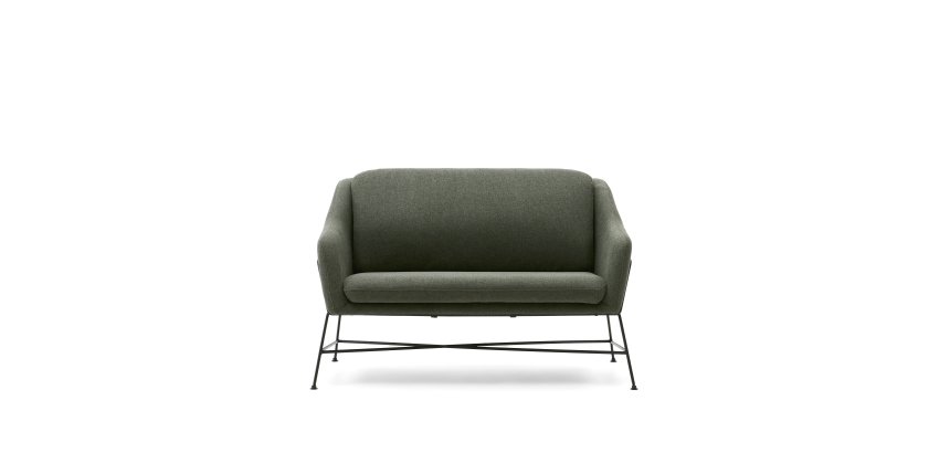 Canapé Brida 2 places vert et pieds en acier avec finition noire 128 cm