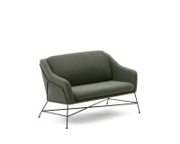 Canapé Brida 2 places vert et pieds en acier avec finition noire 128 cm