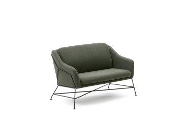 Canapé Brida 2 places vert et pieds en acier avec finition noire 128 cm