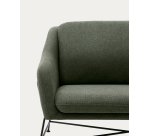 Canapé Brida 2 places vert et pieds en acier avec finition noire 128 cm