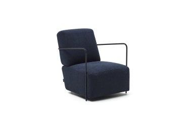 Gamer armchair in blue and metal with black finish