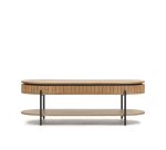 Table basse Licia 1 tiroir en bois massif de manguier et métal peint en noir 130 x 65 cm