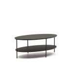 Table basse Fideia verre trempé et métal finition peinture noir mat Ø 110 x 65 cm