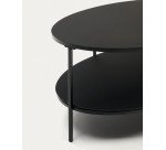 Table basse Fideia verre trempé et métal finition peinture noir mat Ø 110 x 65 cm
