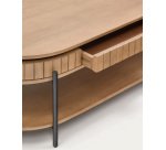 Table basse Licia 1 tiroir en bois massif de manguier et métal peint en noir 130 x 65 cm