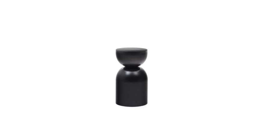 Table d'appoint Rachell en métal avec finition noire brillante Ø 30,5 cm