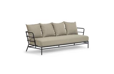 Sofá Mareluz 3 plazas de acero negro 197 cm