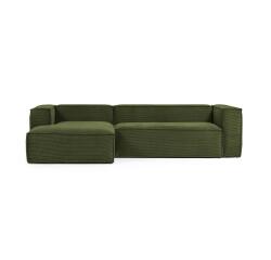 3-seater green Blok sofa with left-hand chaise lounge 300 cm