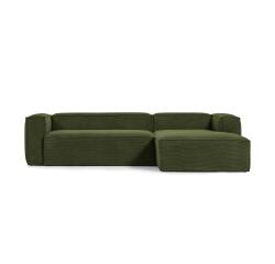 Block 3-seater sofa green right chaise longue 300 cm