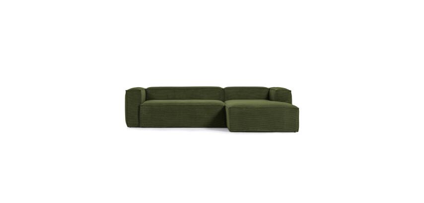 Canapé Blok 3 places vert méridienne à droite 300 cm