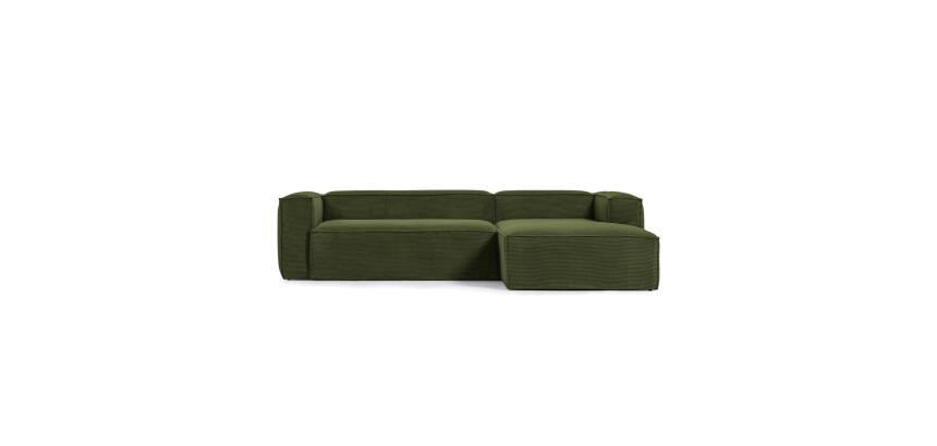 Block 3-seater sofa green right chaise longue 300 cm