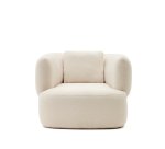 Fauteuil Martina en bouclette écru avec coussin