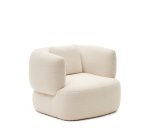 Fauteuil Martina en bouclette écru avec coussin
