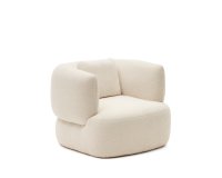 Martina armchair in off-white shearling with cushion