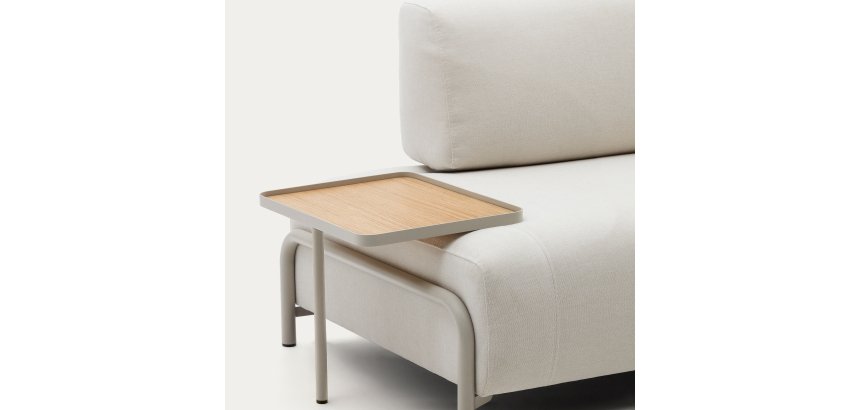 Bandeja grande Compo en chapa de roble con acabado natural y estructura de metal gris