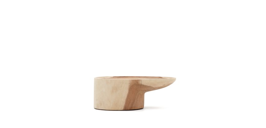 Mosi solid mungur wood coffee table with stand Ø 90 x 50 cm