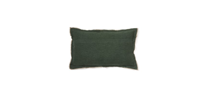 Housse de coussin Sagi 100% lin beige et vert 30 x 50 cm