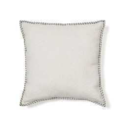 Sinet cushion cover in white linen and a black embroidery feature, 45 x 45 cm