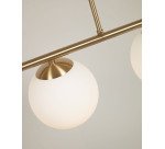 Lámpara de techo Mahala con detalle de acero acabado latón con 3 bolas de cristal glaseado
