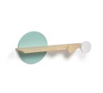 Diti shelf in solid natural pine and white and turquoise MDF 60 x 26 cm