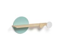 Étagère Diti en pin massif naturel et MDF blanc et turquoise 60 x 26 cm