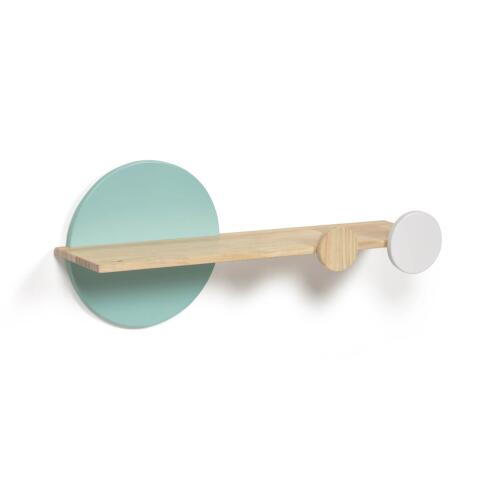 Étagère Diti en pin massif naturel et MDF blanc et turquoise 60 x 26 cm