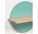 Diti shelf in solid natural pine and white and turquoise MDF 60 x 26 cm