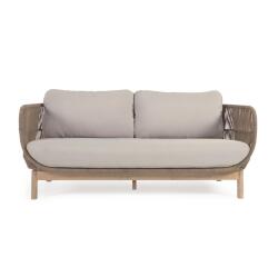 Sofá Catalina 3 plazas de cuerda beige y madera maciza de acacia 170 cm FSC