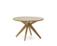Mesa redonda Julieta de polycemento beige y madera maciza de acacia Ø 120 cm FSC 100%
