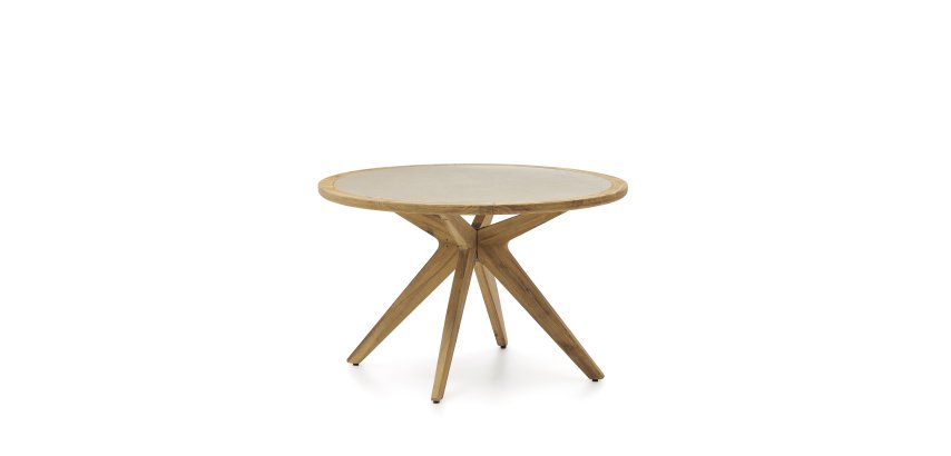 Table ronde Julieta en polyciment et bois d'acacia Ø 120 cm