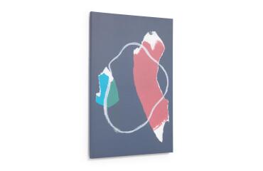 Toile abstrait Zoeli bleu et rouge 60 x 90 cm