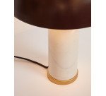 Zorione table lamp in white marble and metal, with a painted brown finish