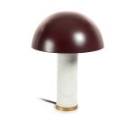 Zorione table lamp in white marble and metal, with a painted brown finish