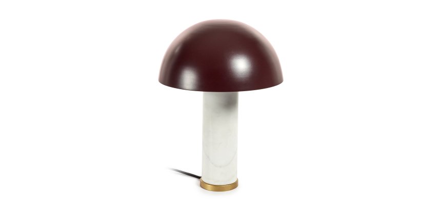 Zorione table lamp in white marble and metal, with a painted brown finish