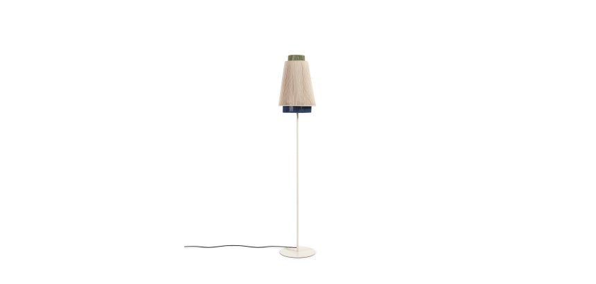 Lampadaire Yuvia en coton finition beige et bleue