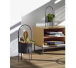 Set redondo Mash de 2 maceteros con asa metal negro Ø 25 cm / Ø 16,5 cm