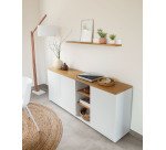 Étagère Abilen en placage de chêne et laqué blanc 120 x 15 cm