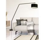 Lampadaire Ciana en métal finition noire et abat-jour en coton