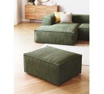 Repose-pieds Blok velours à grosses côtes vert 90 x 70 cm