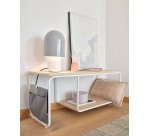 Meuble TV Yamina en mélaminé et acier peint en blanc 110 x 46 cm