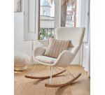 Fauteuil à bascule Vania bouclette blanc