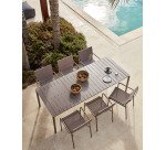 Mesa extensible de exterior Zaltana de aluminio con acabado marrón mate 180 (240) x 100 cm