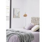 Lampadaire Damila en métal peint blanc et rotin finition naturelle