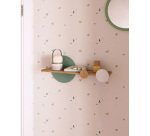 Diti shelf in solid natural pine and white and turquoise MDF 60 x 26 cm