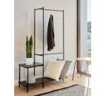 Penderie avec banc Galatia en mélaminé et métal laqué noir 100 x 150 cm