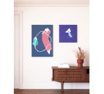 Zoeli blue and red abstract canvas 60 x 90 cm