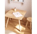 Table enfant carrée Dilcia bois d'hévéa massif 55 x 55cm