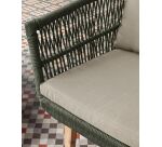 Ensemble d'extérieur Inti - d’un canapé 2 places et 2 fauteuils - tissu - structure en aluminium - pieds en bois d'acacia verte