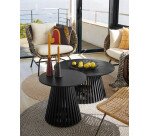 Table d’appoint Jeanette en bois de Mindy massif noir Ø 50 cm