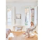 Fauteuil à bascule Vania bouclette blanc